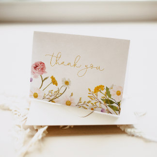 Wildflower Thank Card, Bohemian Florals  Thank You Card