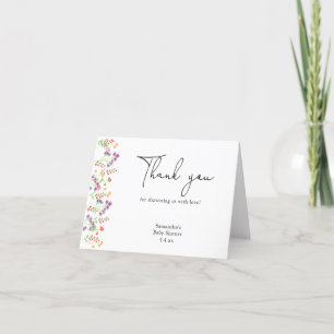 Wildflower thank you baby shower card