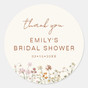 Wildflower Thank You Bridal Shower In Bloom Classic Round Sticker