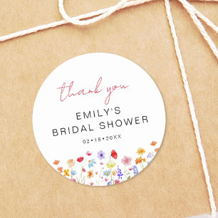Wildflower Thank You Bridal Shower In Bloom Classic Round Sticker