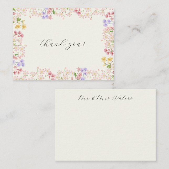 Wildflower Thank You Card - Double Sided (Front/Back)