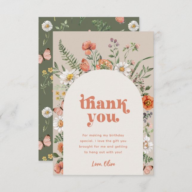 Wildflower Thank You Card | Wildflower Birthday (Front/Back)