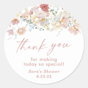 Wildflower Thank You Favour Sticker Modern Flora