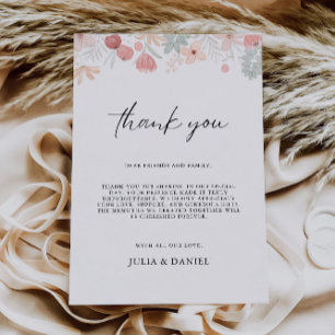 Wildflower Thank You Letter, Napkin Note Menu