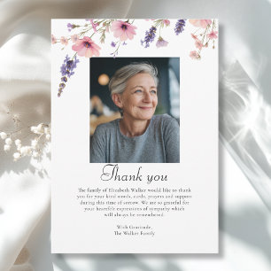 Wildflower THANK YOU Memorial Funeral Photo Card