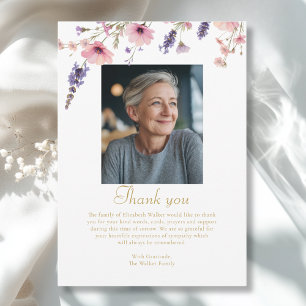 Wildflower THANK YOU Memorial Funeral Photo Card