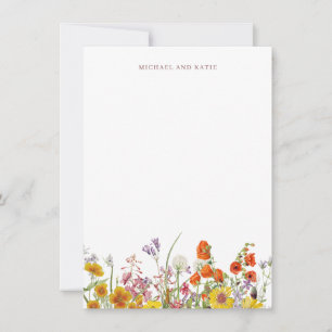 Wildflower Thank You Note Card Stationery