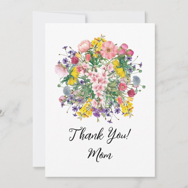 Wildflower Thank You Personalised Floral Card (Front)