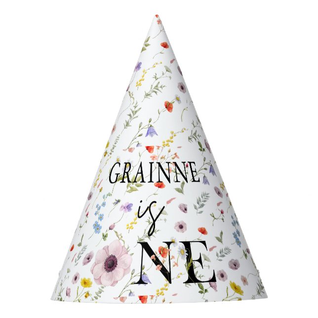 Wildflower Theme Birthday Party Wild One Hat (Front)