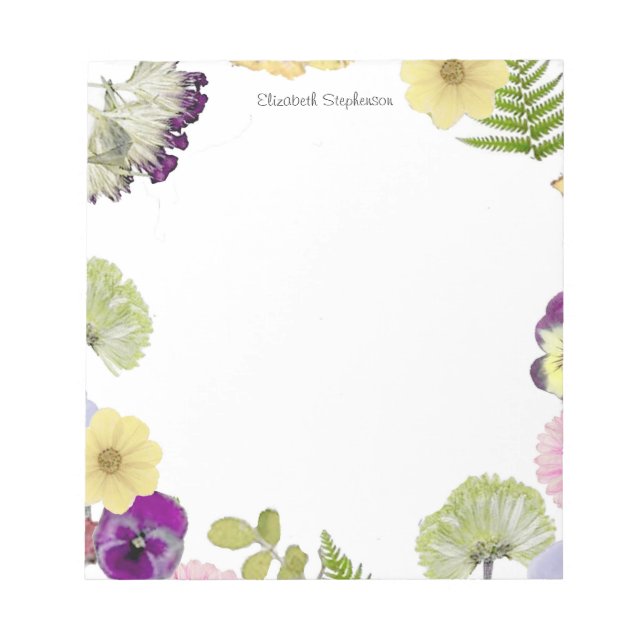Wildflower Theme Custom Name Notepad (Front)
