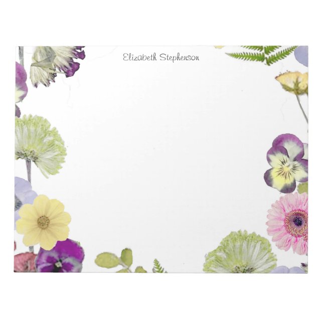 Wildflower Theme Custom Name Notepad (Front)