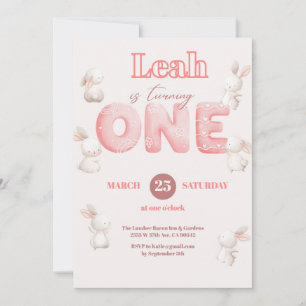 Wildflower Theme Girl 1st Birthday Invitation