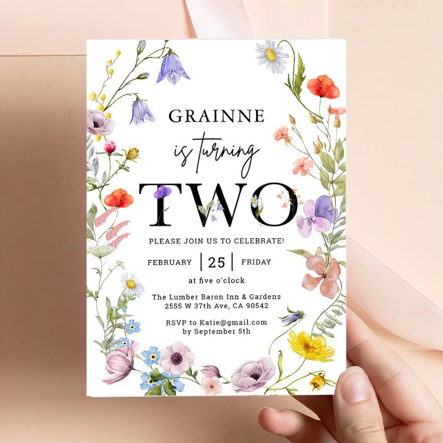 Wildflower Theme Girl 2nd Birthday Invitation (Creator Uploaded)