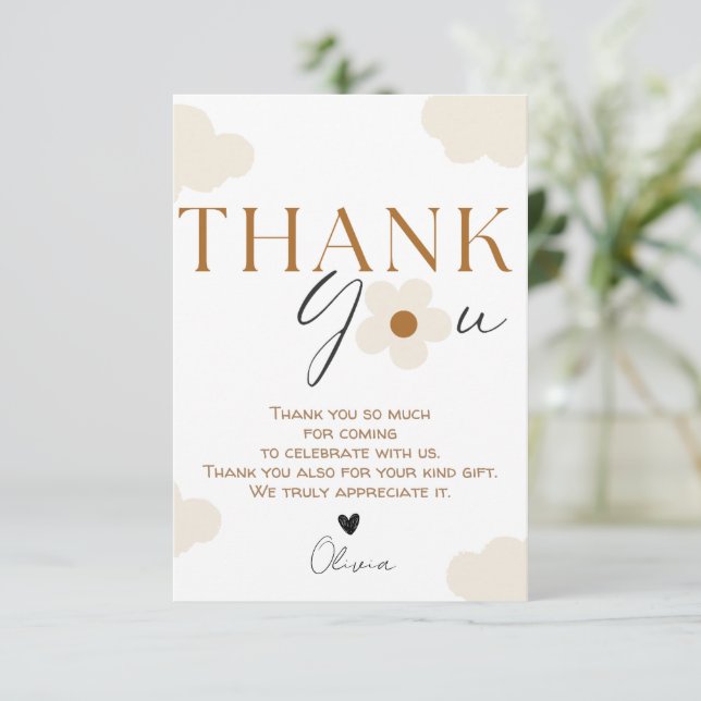 Wildflower theme girl birthday thank you card (Standing Front)