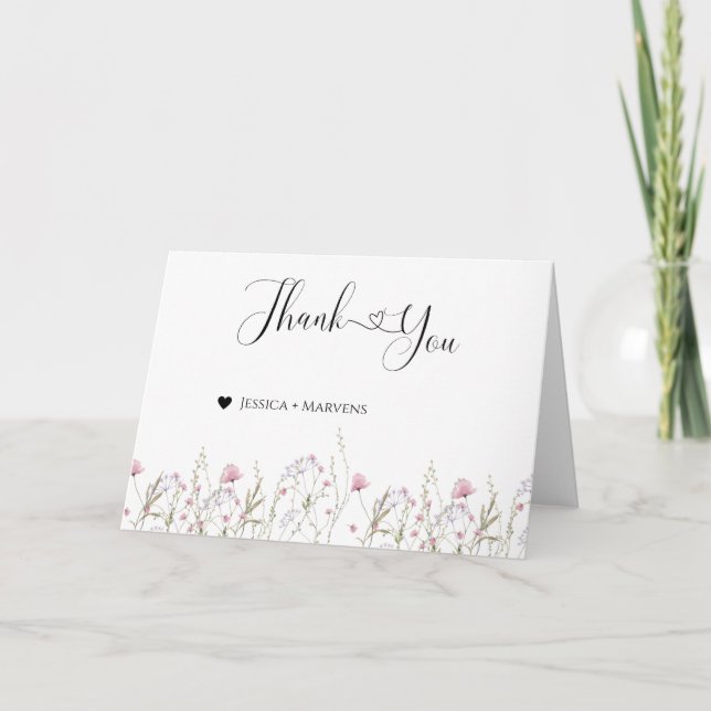 Wildflower themed bridal shower thank you cards (Front)