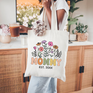 Wildflower Tote Bag for Mum, Custom Gift for Mama