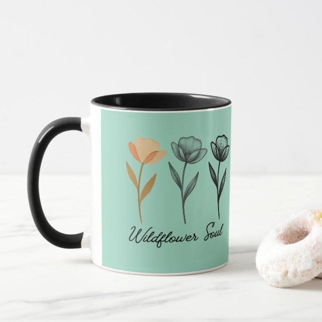 Wildflower trendy Design Mug (With Donut)