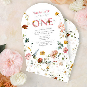 Wildflower Turning One 1st Birthday Floral Girl Invitation