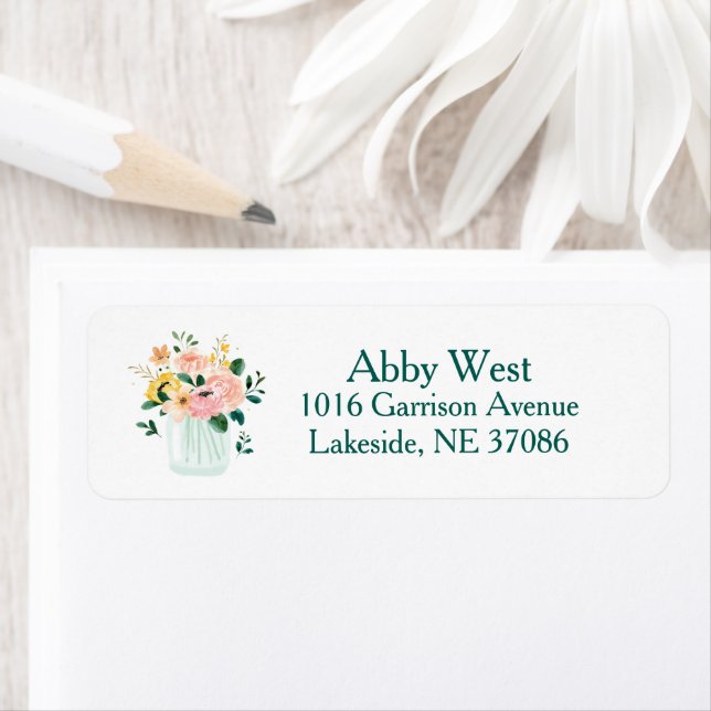 Wildflower Vase Return Address Label (Insitu)