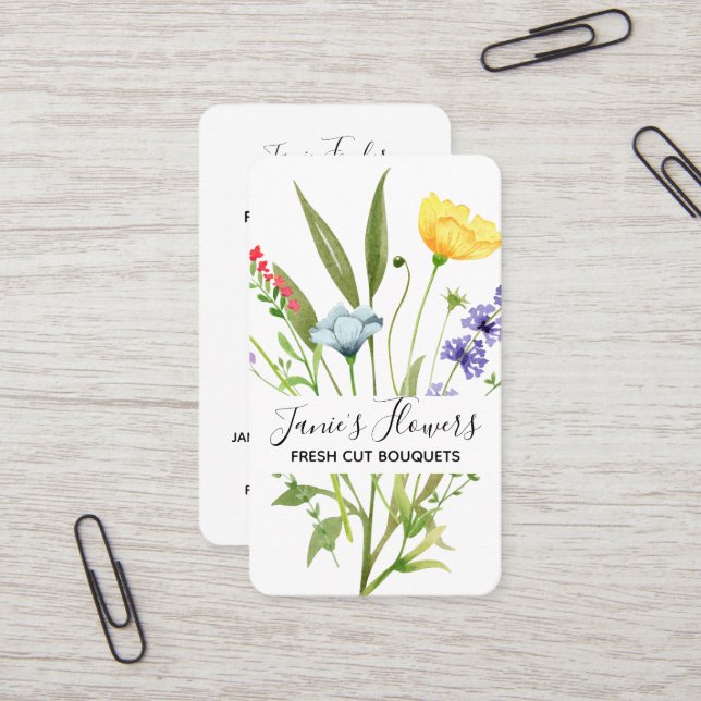 Wildflower Vertical Business Card (Front/Back In Situ)