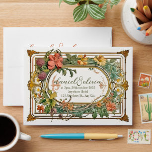 Wildflower Victorian Ornate Border Wedding Envelope