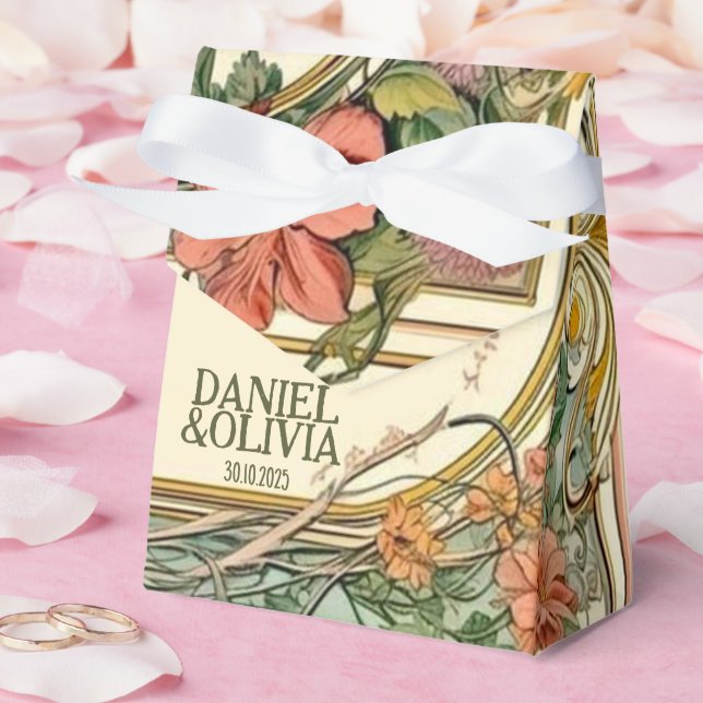 Wildflower Victorian Ornate Border Wedding Favour Box (Wedding)