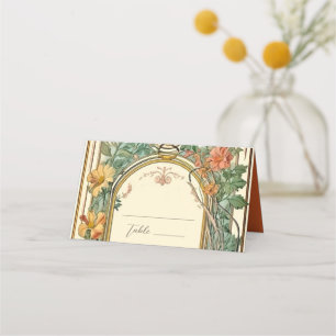 Wildflower Victorian Ornate Border Wedding Place Card