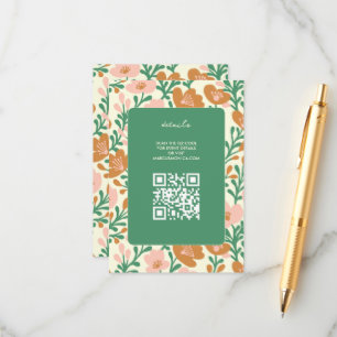 Wildflower Vines Pink Green Custom WEDDING  Enclosure Card
