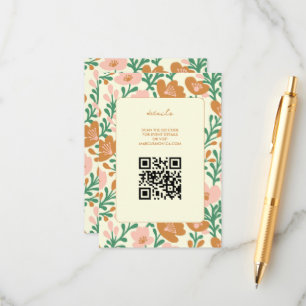 Wildflower Vines Pink Green Custom WEDDING Enclosure Card