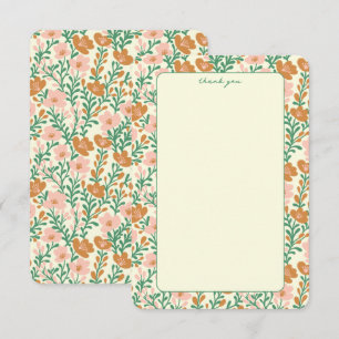Wildflower Vines Pink Green Elegant Floral Custom Thank You Card