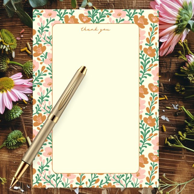 Wildflower Vines Pink Green Elegant Floral Custom Thank You Card (Wildflower Vines Pink Green Elegant Floral Custom Thank You Card
)