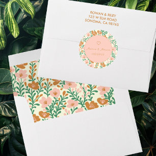 Wildflower Vines Pink Green Elegant Wedding Custom Classic Round Sticker
