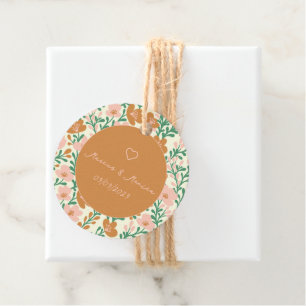 Wildflower Vines Pink Green Elegant Wedding Custom Favour Tags