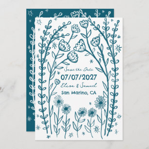 Wildflower Vines Wedding Save the Date CUSTOM QR