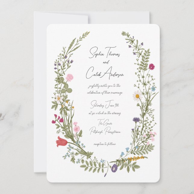 Wildflower Vintage Wedding Invitation (Front)