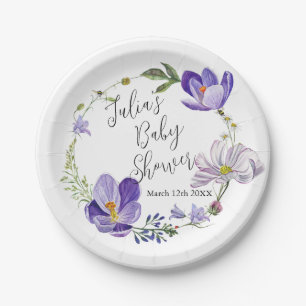 Wildflower Violet Baby Shower  Paper Plate