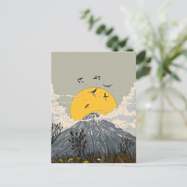 Wildflower Volcano Mountain Postcard (Standing Front)