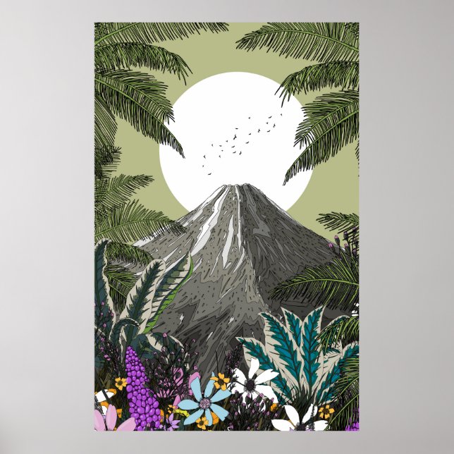 Wildflower Volcano Mountain Poster (Front)