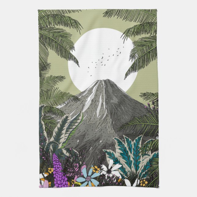 Wildflower Volcano Mountain Tea Towel (Vertical)