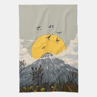 Wildflower Volcano Mountain Tea Towel