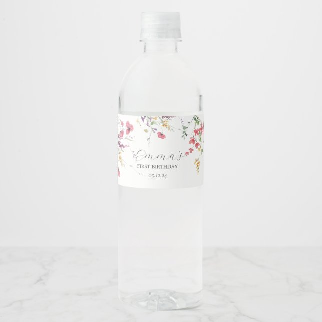 Wildflower water labels, water bottle labels (Front)