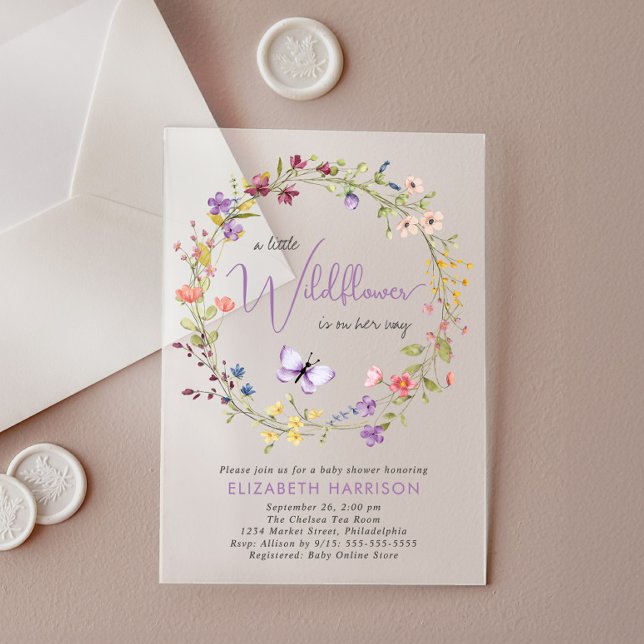Wildflower Watercolor Baby Girl Shower Acrylic Invitations (Creator Uploaded)
