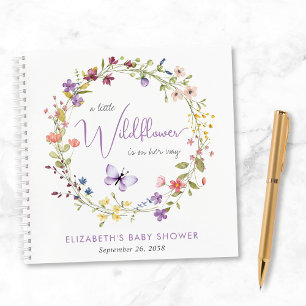 Wildflower Watercolor Baby Girl Shower Guest Book