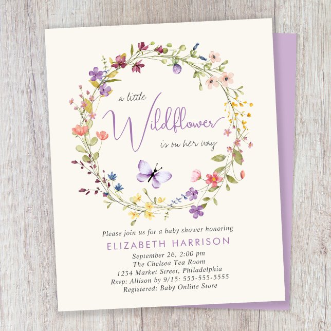 Wildflower Watercolor Baby Girl Shower Invitation (Creator Uploaded)