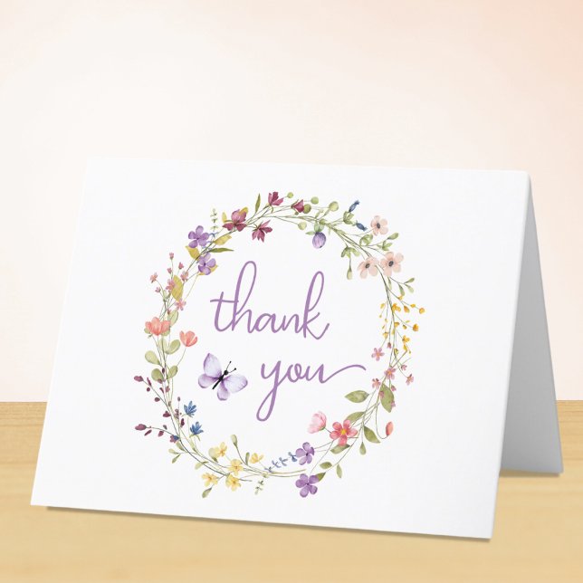 Wildflower Watercolor Baby Girl Shower Thank You Card (Creator Uploaded)