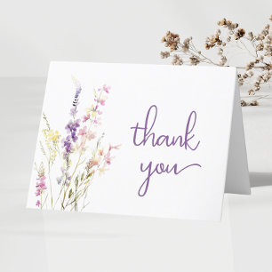 Wildflower Watercolor Baby Girl Shower Thank You Card