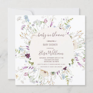 Wildflower Watercolor Baby In Bloom  Invitation