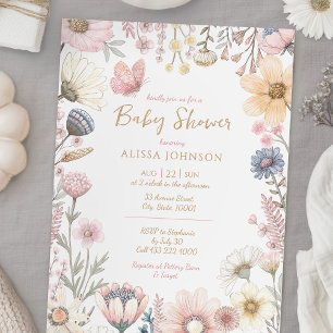 Wildflower Watercolor Baby Shower Invitation