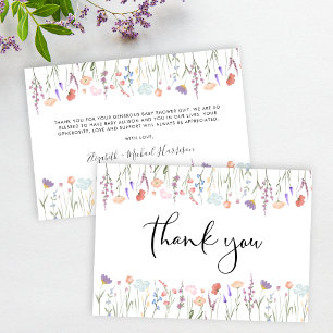 Wildflower Watercolor Baby Shower Thank You Card