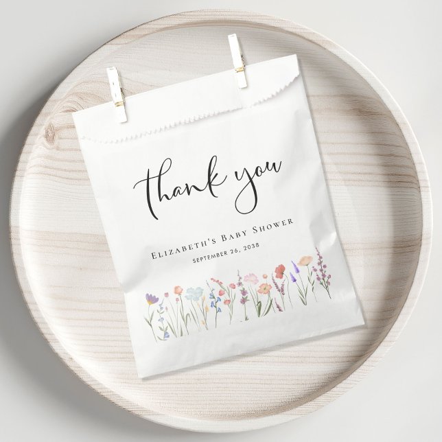 Wildflower Watercolor Baby Shower Thank You Favour Bags (Creator Uploaded)
